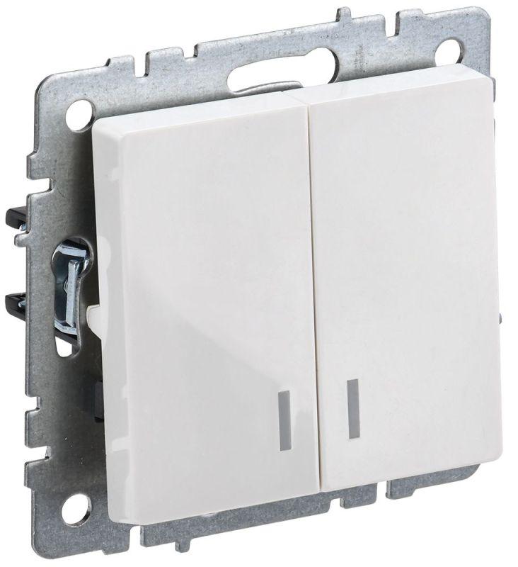 выключатель 2-кл. сп brite вс10-2-1-брб 10а с индик. механизм бел. iek br-v20-1-10-k01 от BTSprom.by