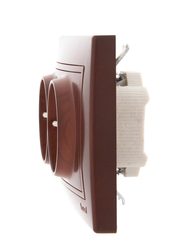  Розетка 2-м СП Mira 16А IP20 с заземл. керамика вишня LEZARD 701-0601-127 фото в каталоге от BTSprom.by