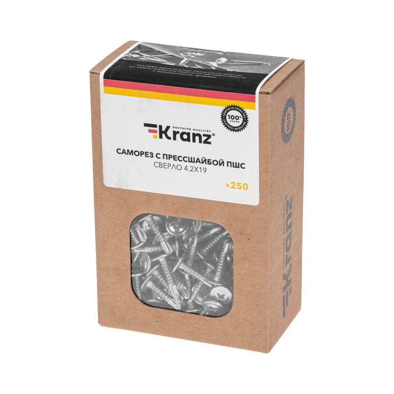  Саморез с прессшайбой ПШС сверло 4.2х19 (уп.250шт) Kranz KR-01-3362-004 фото в каталоге от BTSprom.by