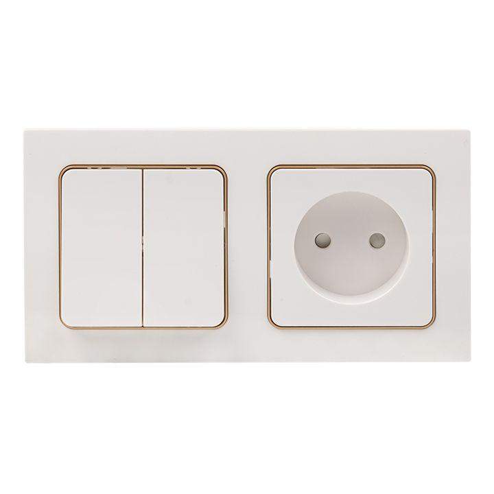  Рамка 2-м Стокгольм бел. с линией цвета шампань PROxima EKF EYM-G-303-10 фото в каталоге от BTSprom.by