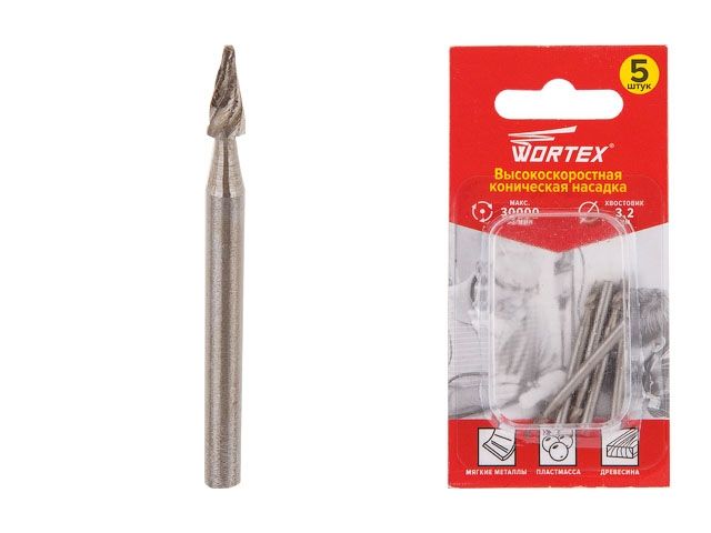 высокоскоростная коническая насадка 3.2 мм wortex (раб. диам. 3.2 мм, диам. хвостовика 3.2 мм, 30000 об/мин) etak3203218 от BTSprom.by