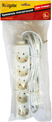 удлинитель 5х5м с заземл. 16а ip20 94 187 npe-s-05-500-e-3х1 пвс 3х1 navigator 94187 от BTSprom.by