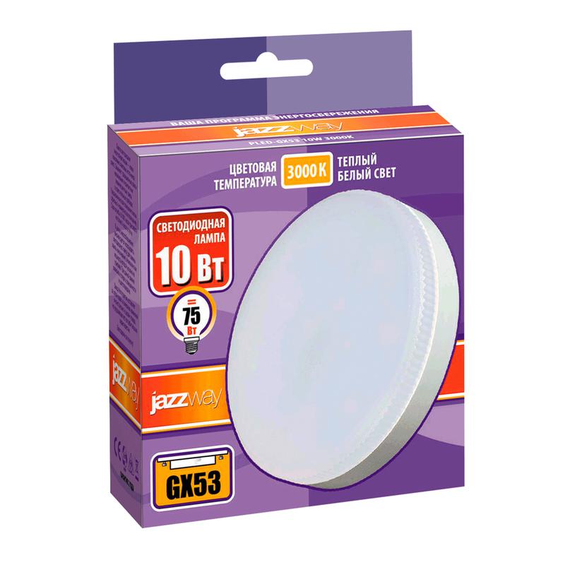 Лампа светодиодная PLED-GX53 10Вт таблетка матовая 3000К тепл. бел. GX53 800лм 230В JazzWay 1029072 фото в каталоге от BTSprom.by
