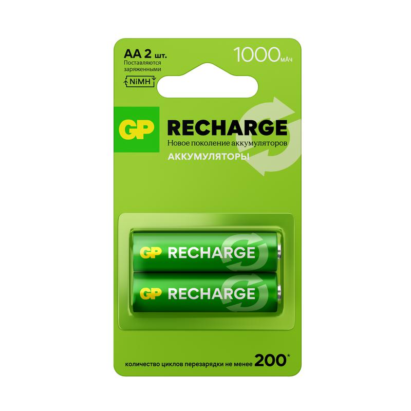 аккумулятор aa/hr6 recharge 1.2в 1000ма.ч 100aahcv-2crsbc2 16/96 (блист.2шт) gp 20252 от BTSprom.by