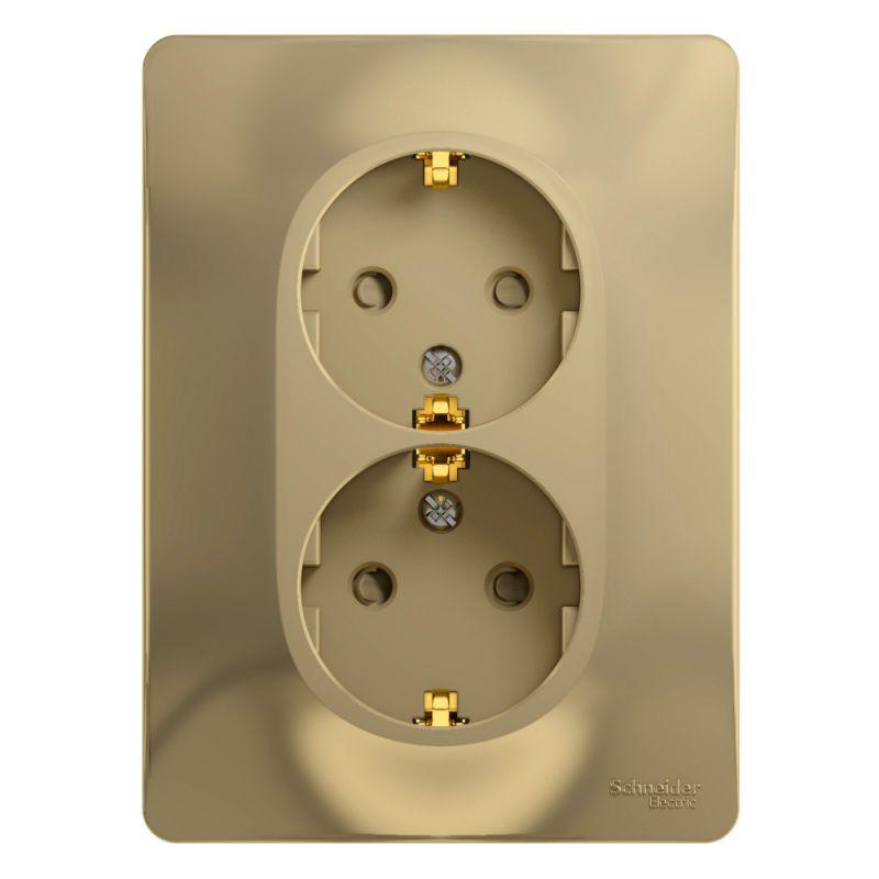 розетка 2-м сп glossa 16а ip20 с заземл. защ. шторки в сборе титан se gsl000426 от BTSprom.by