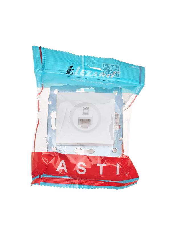 Розетка компьютерная 1-м СП ASTI IP20 RJ45 механизм Cat 6e бел. LEZARD 7081-0288-140 фото в каталоге от BTSprom.by