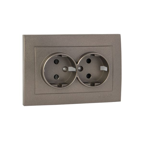  Панель лицевая Валенсия для розетки 2-м 16А защ. шторки с заземл. графит PROxima EKF ESR16-L-128-60 фото в каталоге от BTSprom.by