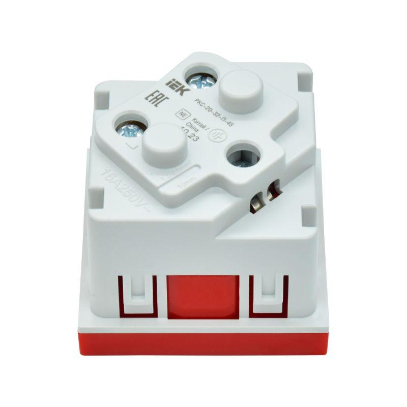  Розетка PRIMER 45град. с заземл. защ. шторки винт. зажим РКС-20-32-П-45 красн. IEK PR-KK40D-RSZH-2-2-45-K04 фото в каталоге от BTSprom.by