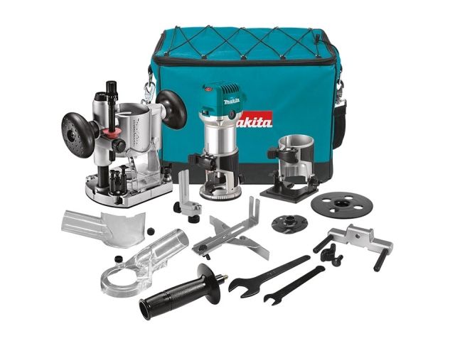 фрезер кромочный makita rt 0702 cx2 + аксессуары в сумке (710 вт, цанга 8 мм, 30000 об/мин, регул. об.) rt0702cx2 от BTSprom.by