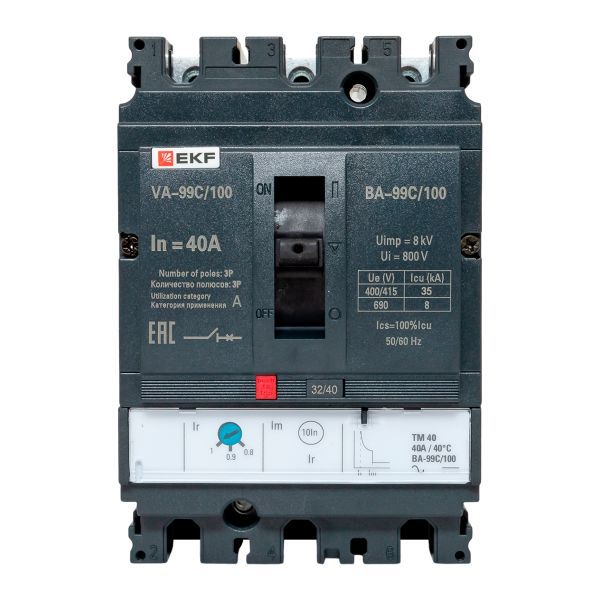  Выключатель автоматический 3п 100/40А 36кА ВА-99C Compact NS PROxima EKF mccb99C-100-40 фото в каталоге от BTSprom.by