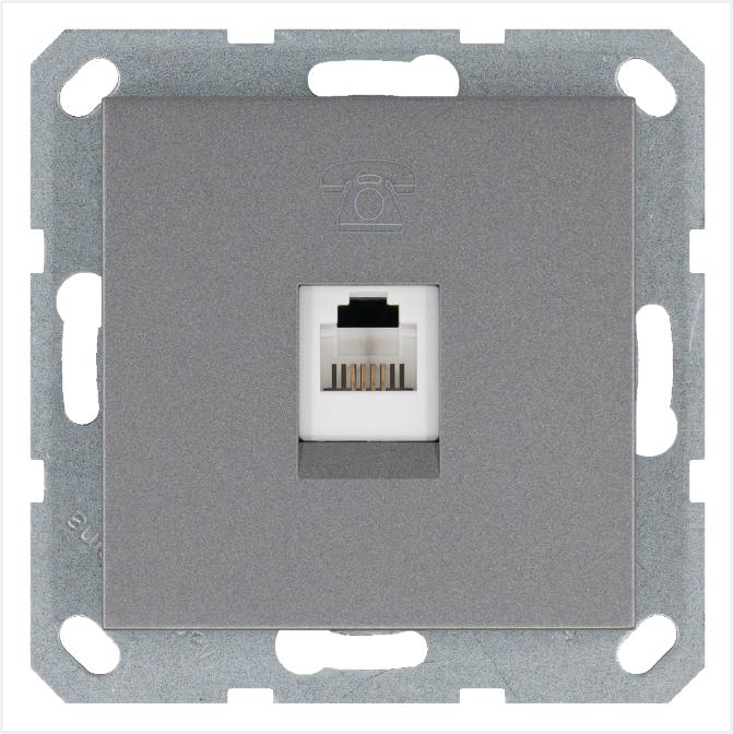 розетка телефонная 1-м rj11 механизм алюм. jasmartg6101s от BTSprom.by