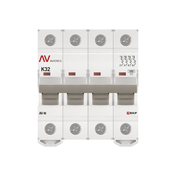  Выключатель автоматический модульный 4п K 32А 10кА AV-10 AVERES EKF mcb10-4-32K-av фото в каталоге от BTSprom.by