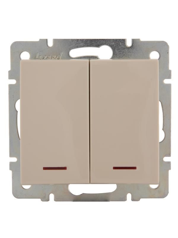выключатель 2-кл. сп rain ip20 с подсветкой механизм крем. lezard 703-0388-112 от BTSprom.by