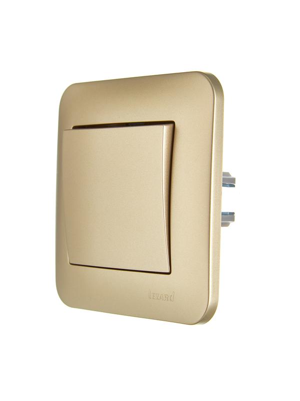  Выключатель 1-кл. 1п СП ASTI 10А IP20 в сборе золото. LEZARD 7081-3636-100 фото в каталоге от BTSprom.by