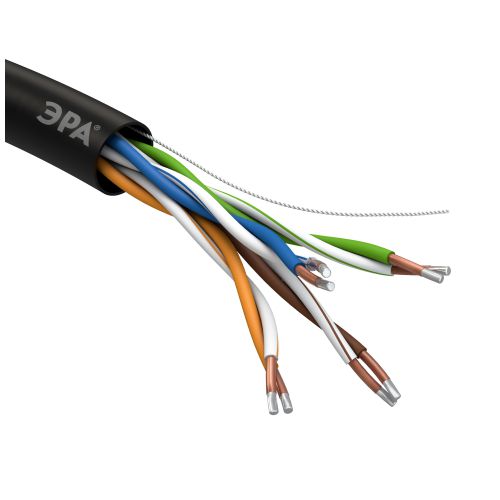  Кабель витая пара U/UTP кат.5E 4х2х24AWG solid CCA PE Outdoor Simple черн. (м) Эра Б0044436 фото в каталоге от BTSprom.by