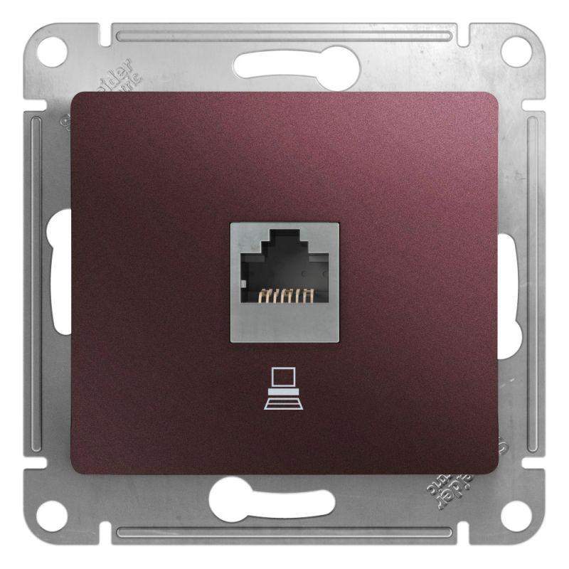 розетка компьютерная 1-м glossa rj45 кат.5e механизм баклажан. se gsl001181k от BTSprom.by