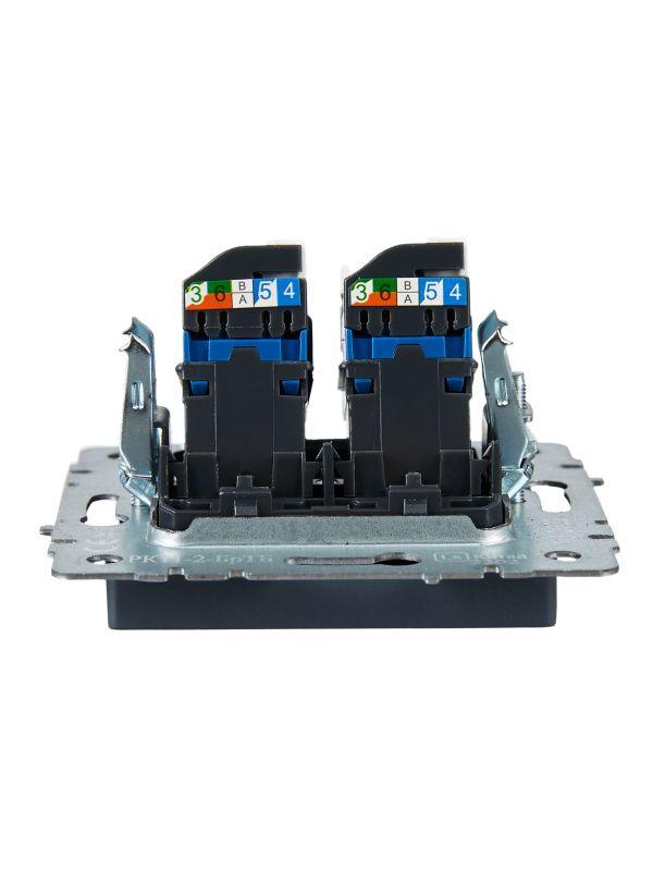  Розетка компьютерная двойн. СП RJ45 кат.6 BRITE РК11-2-БрМ механизм маренго IEK BR-K20-2-K35 фото в каталоге от BTSprom.by