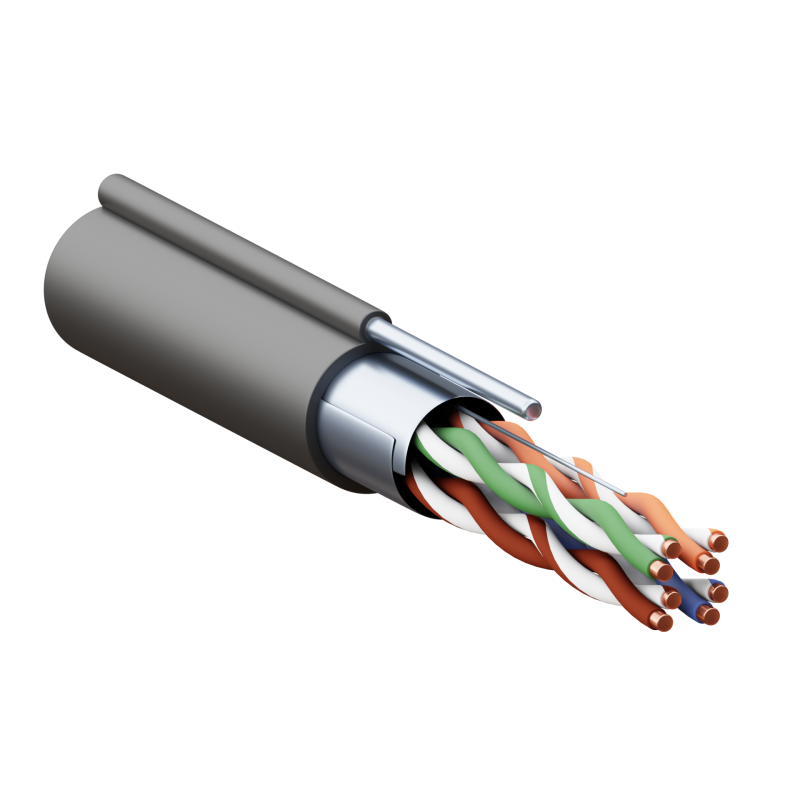кабель витая пара f/utp кат.5e 4 пары 24 awg solid с тросом сталь 7х0.4мм ldpe черн. (уп.305м) teracom pro ekf trp-5eftp-04pe-bk-otw3 от BTSprom.by