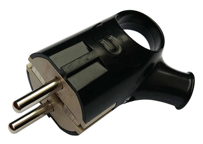 вилка угловая с кольцом с заземлением 16а черн. 4220 in home 4690612009155 от BTSprom.by