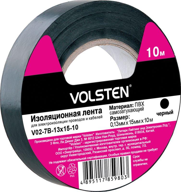 изолента v02-7в-13х15-10 0.13х15мм (рул.10м) черн. volsten 10285 от BTSprom.by