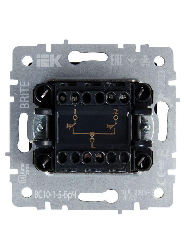  Выключатель жалюзи СП BRITE ВС10-1-5-БрЧ 10А механизм черн. IEK BR-V15-0-10-K02 фото в каталоге от BTSprom.by