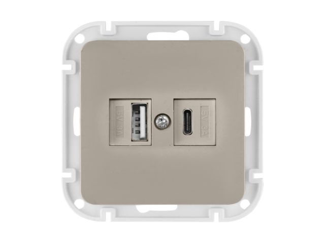 розетка с двумя usb-разъемами (скрытая, узел) песочная, astrum bylectrica рп5-6562 песочн от BTSprom.by