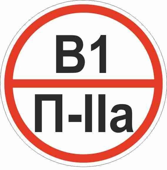 знак "категории помещения по взрывопожарной и пожарной опасности в1 п-iiа" 200х200мм пластик ekf pn-b1-p-lla от BTSprom.by