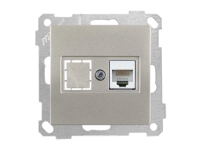 розетка компьютерная 1xrj45 (cat5e, скрытая, без рамки) титан, daria, mutlusan ((rj 45)   8-pin, соединения типа 568a или 568b) от BTSprom.by