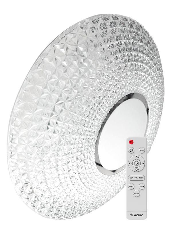 светильник светодиодный premium crystal 75вт 230в 3000-6500к 6000лм ip40 505х125мм настенно-потолочный управляемый с пультом ду космос kscrys75w от BTSprom.by