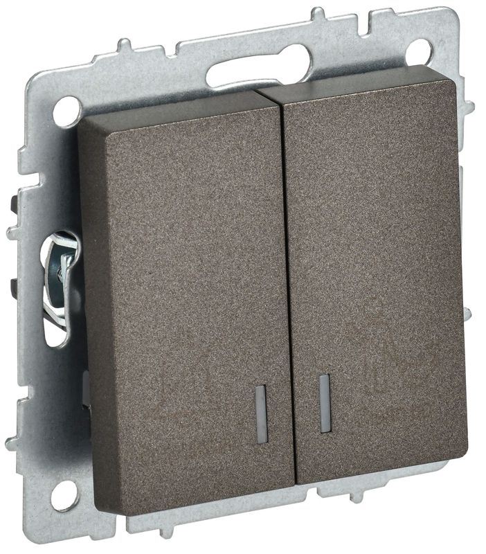 выключатель 2-кл. brite 10а вс10-2-9-бртб для отелей с индик. механизм бронза iek br-v20-2-10-k45 от BTSprom.by