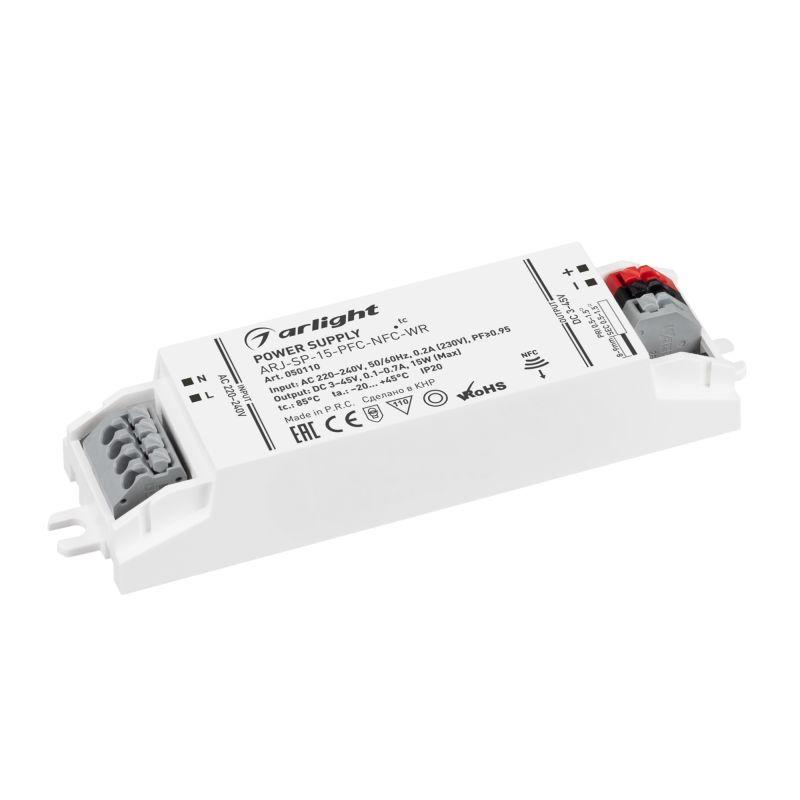 блок питания arj-sp-15-pfc-nfc-wr 15вт 3-45в 0.1-0.7а ip20 пластик arlight 050110 от BTSprom.by