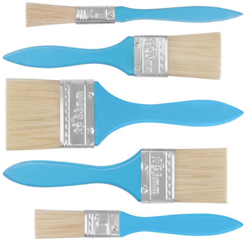  Кисть флейцевая синяя ручка набор 5шт (1/2дюйм 1дюйм 1.5дюйм 2дюйм 2.5дюйм) FIT 01502 фото в каталоге от BTSprom.by