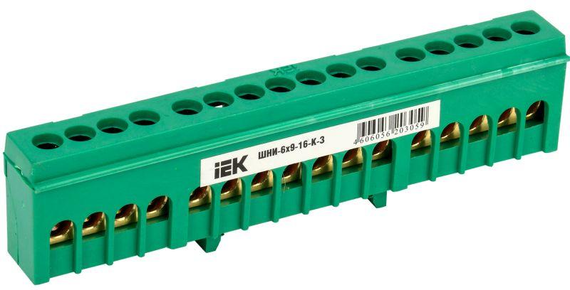 шина pe "земля" в корп. изол. на din-рейку шни-6х9-16-к-з iek ynn10-69-16kd-k06 от BTSprom.by