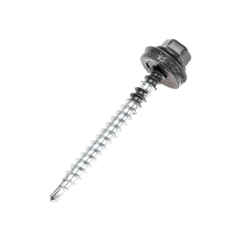 саморез кровельный 4.8х50мм окрашенный ral 7024 короб (уп.150шт) kranz 1205-4850-3 от BTSprom.by