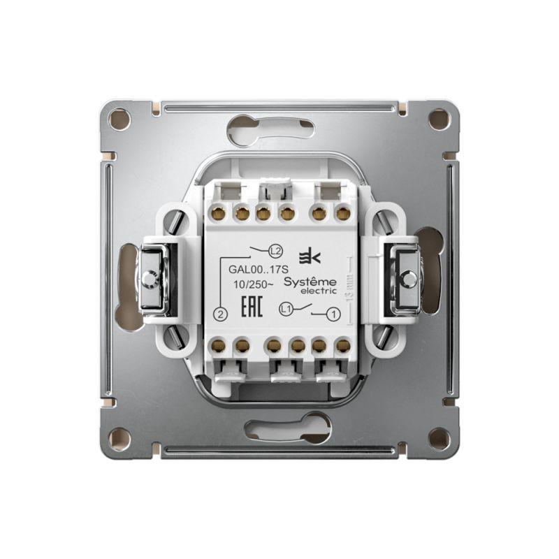  Выключатель кнопочный 2-кл. ArtGallery 10AX быстрозажим. клем. механизм песочн. SE GAL001217S фото в каталоге от BTSprom.by