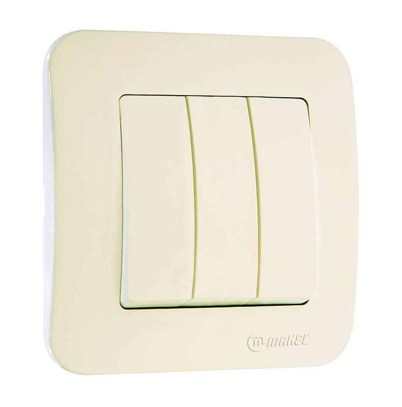 выключатель 3-кл. сп lillium n 10а ip20 крем. makel 55291 от BTSprom.by
