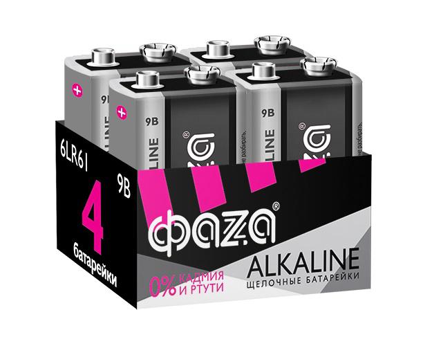 элемент питания алкалиновый "крона" 6lr61 9в alkaline pack-4 (уп.4шт) фаzа 5030602 от BTSprom.by