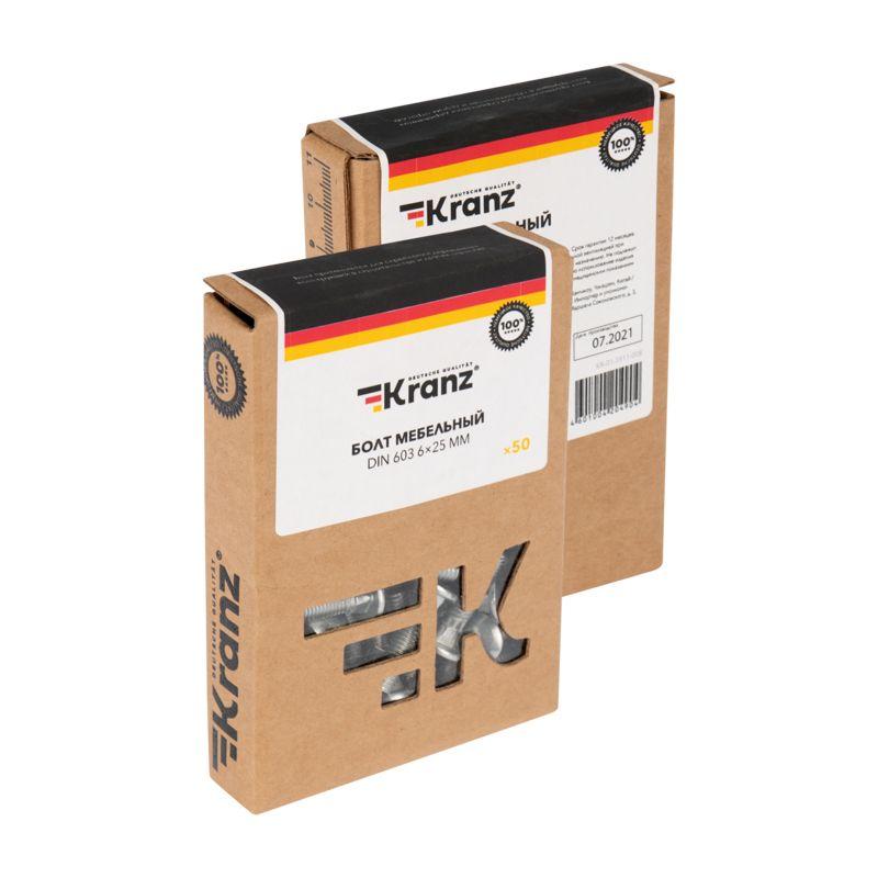  Болт мебельный 6х25 DIN 603 (уп.50шт) Kranz KR-01-3511-008 фото в каталоге от BTSprom.by