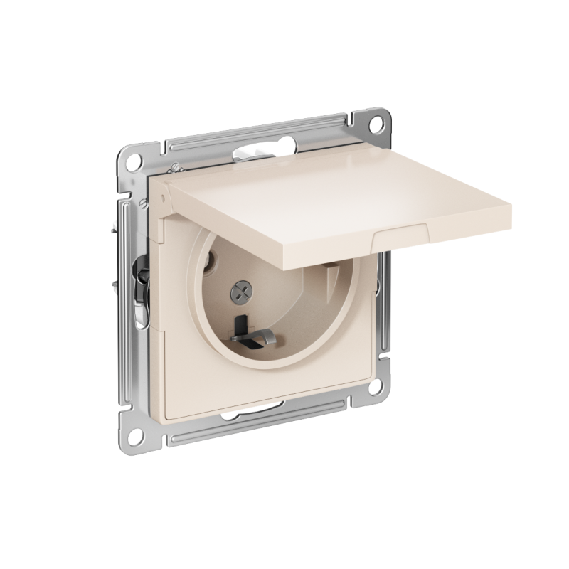 розетка 1-м сп atlasdesign 16а ip20 с заземл. защ. шторки с крышкой механизм беж. se atn000246 от BTSprom.by