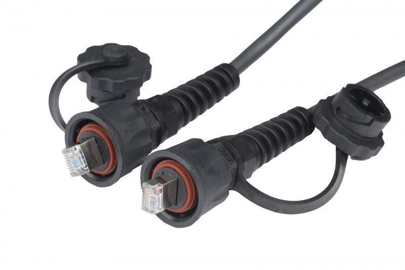 патч-корд промышленный кат.5e f/utp экранир. ip67 pc-ie-lpm-stp-rj45-rj45-c5e-2m-bk с защ. крышками 2м черн. hyperline 45464 от BTSprom.by