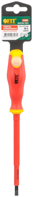  Отвертка изолированная 1000В CrV сталь прорезинен. ручка 5.5х125мм SL FIT 55898 фото в каталоге от BTSprom.by
