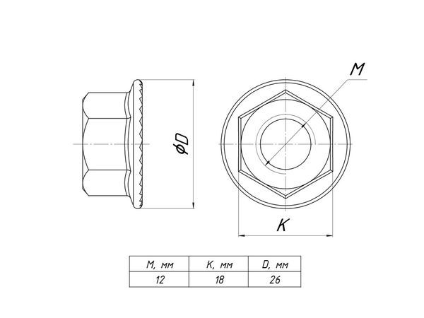  Гайка с фланцем М12 (уп.50шт) EKF gflm12 фото в каталоге от BTSprom.by