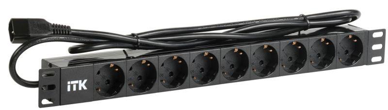 блок розеток 9 мест pdu (немец. станд.) din 49440 пвх профиль 1u шнур 2м; вилка iec 320 c14; черн. itk ph22-9d2-p от BTSprom.by