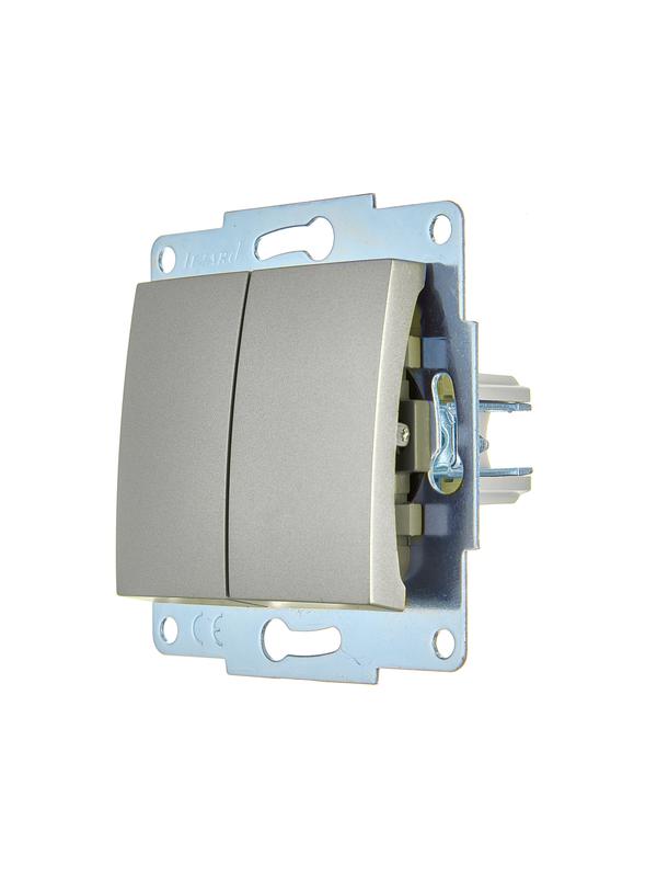  Выключатель 2-кл. 1п СП ASTI 10А IP20 механизм платина. LEZARD 7081-3588-101 фото в каталоге от BTSprom.by