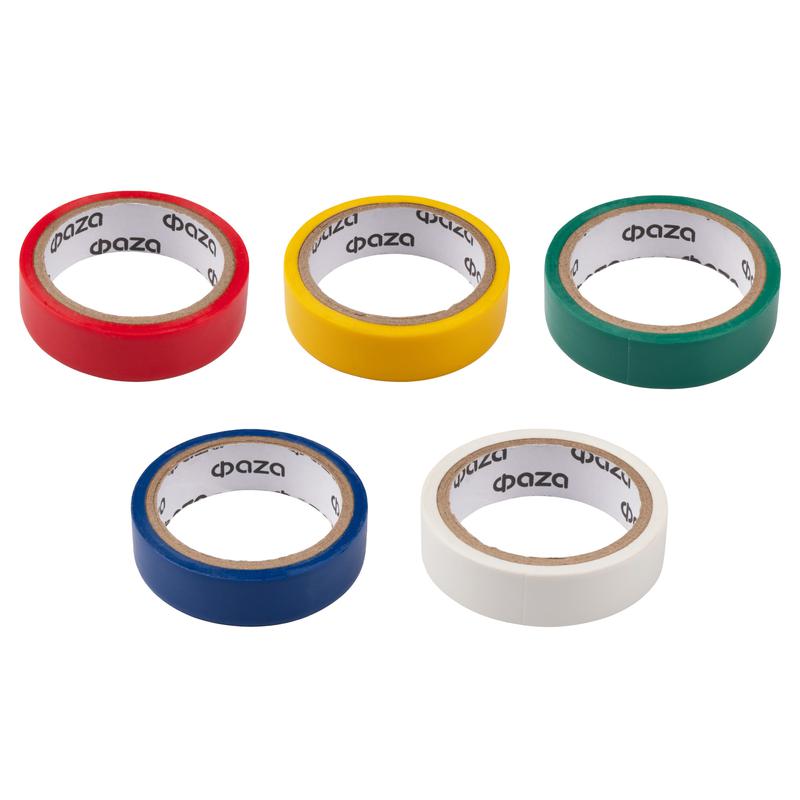  Изолента ПВХ 15ммх5м 5 цветов (уп.5шт) ФАZА 5017214 фото в каталоге от BTSprom.by