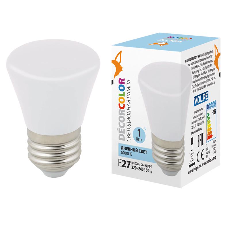 лампа светодиодная led-d45-1w/6000k/e27/fr/с bell колокольчик 1вт матовая 6000к холод. бел. e27 декоративная (упак. картон) volpe ul-00005804 от BTSprom.by