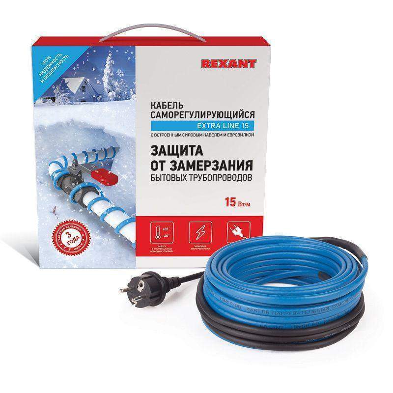 кабель греющий саморег. extra line (комплект для труб) 15msr-pb 25m (25м/375вт) rexant 51-0623 от BTSprom.by
