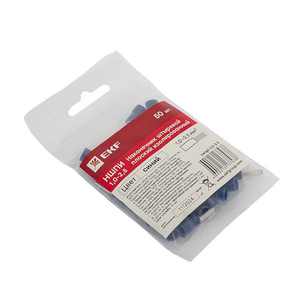  Наконечник штыревой плоский изолированный НШПИ 1.0-2.5 (уп.50шт) EKF nshpi-1.0-2.5 фото в каталоге от BTSprom.by