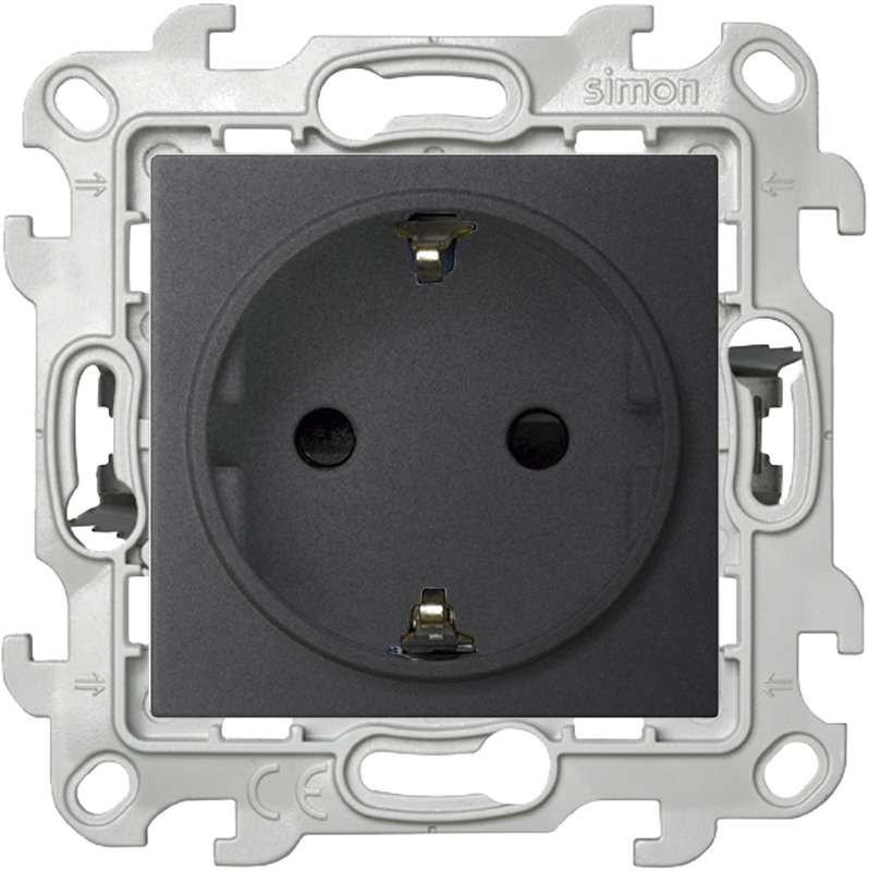 розетка 1-м сп simon 24 16а ip20 2p+e push&go защ. шторки механизм графит simon 2420432-038 от BTSprom.by