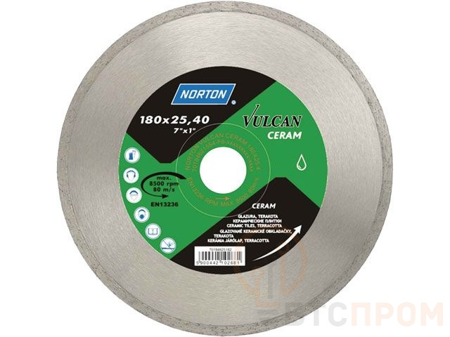 Алмазный круг 180х25.4 мм по керамике сплошн. VULCAN TILE NORTON (мокрая резка) 70184625182 фото в каталоге от BTSprom.by  Алмазный круг 180х25.4 мм по керамике сплошн. VULCAN TILE NORTON (мокрая резка) 70184625182 фото в каталоге от BTSprom.by